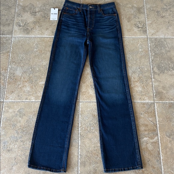 RE/DONE 90s high rise loose $315 jeans deep faded blue 26 button fly new NWT - Picture 7 of 14